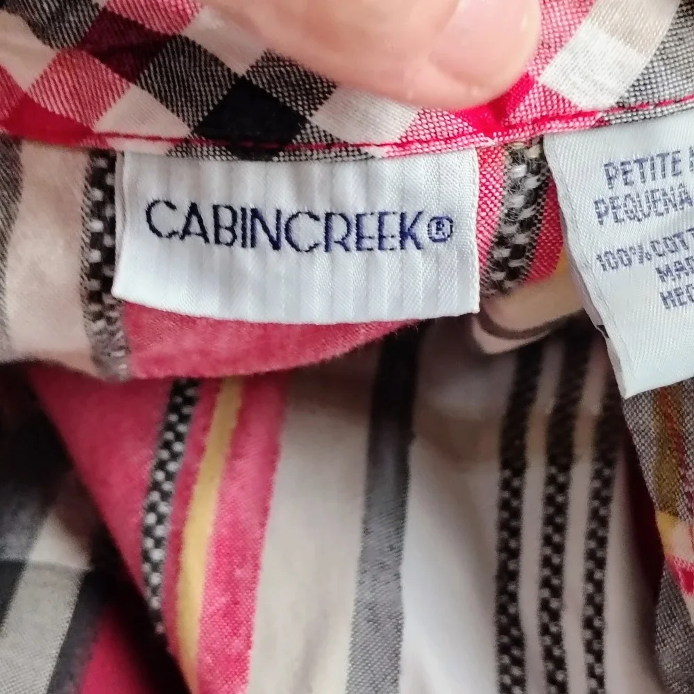 Cabin Creek Women Petite Medium Red Plaid 2 Piece Shirt and Tank Set cottagecore